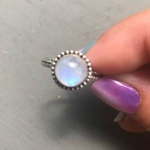 Sterling silver rainbow moonstone ring